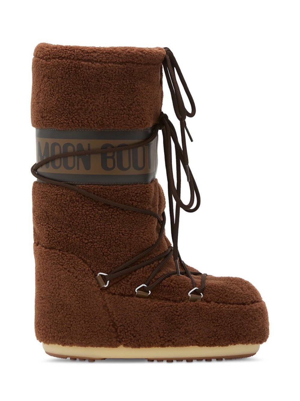 Moon Boot Brown Sherpa Tall Lace-Up Winter Boot